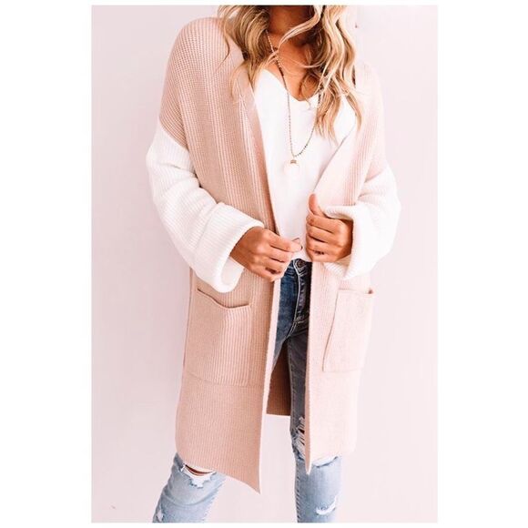 COLOR Block Open Knit Cardigan - Picture 7 of 10